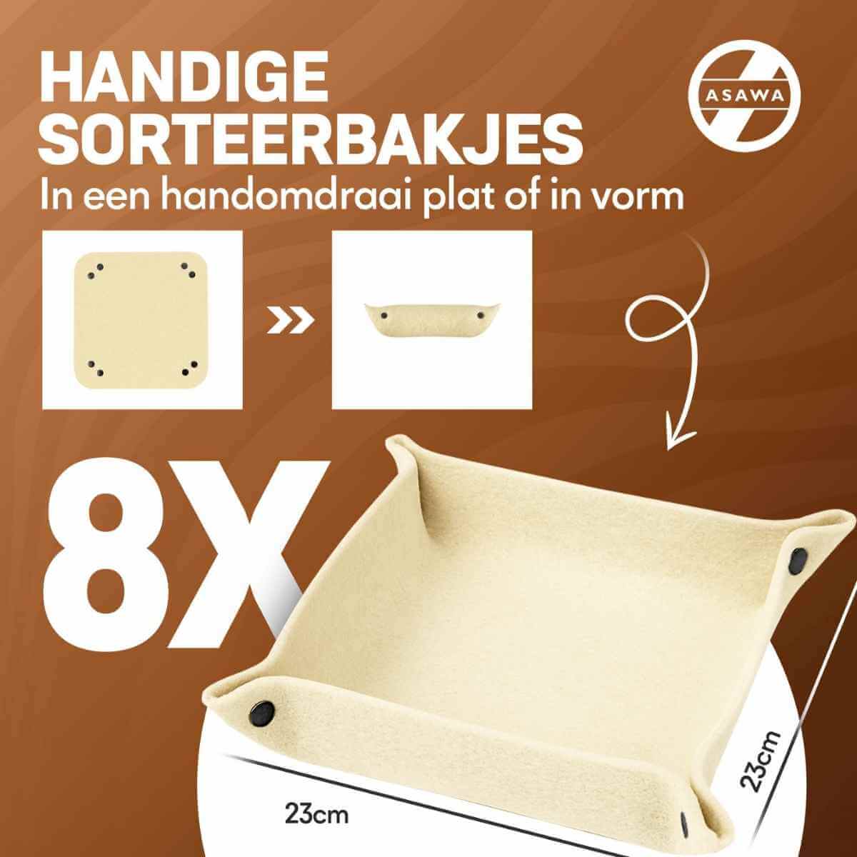 Handige sorteervakjes van Asawa, 8 stuks, ideaal voor het sorteren van puzzelstukjes op kleur en vorm.