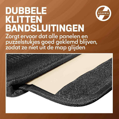 Product advertisement with text and close-up of black tape on a brown background, featuring the Asawa brand.