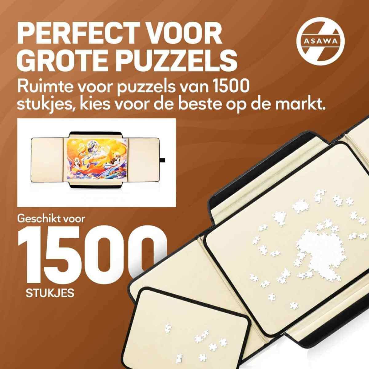 Asawa puzzelmap voor 1500 stukjes, ideaal voor het veilig opbergen van grote puzzels.