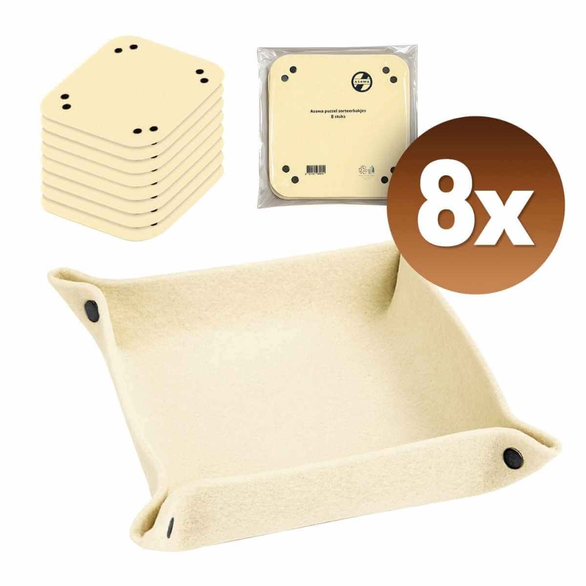 Asawa puzzelsorteerbakjes set van 8, gemaakt van duurzaam vilt voor efficiënt puzzelen en sorteren.
