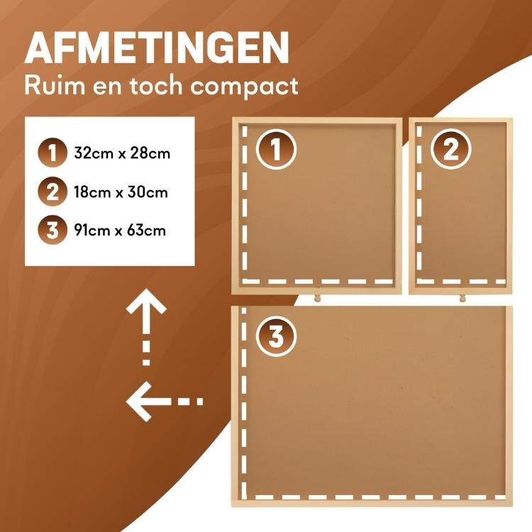 Measurement chart for cardboard boxes with dimensions on a brown background